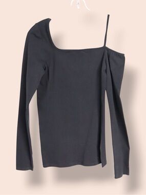 Helmut Lang Asymmetrical One Shoulder Top Black Size M/L Designer Minimalist